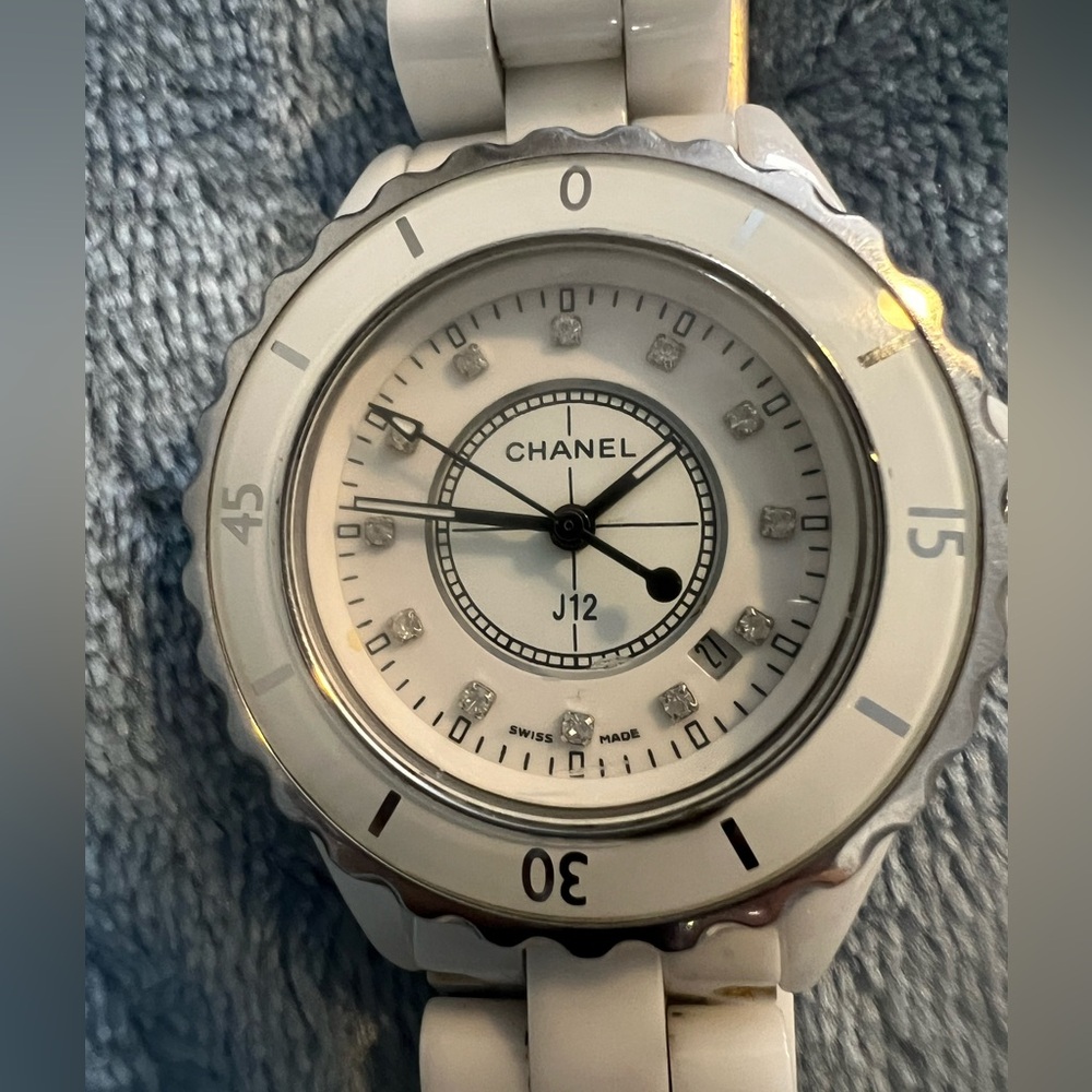 Chanel J12 white ceramic watch .
